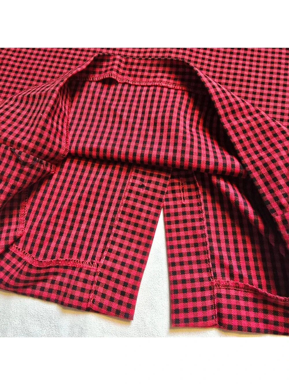 Zara TRF Collection Red and Black Checkered Pencil Skirt with Front Buttons
